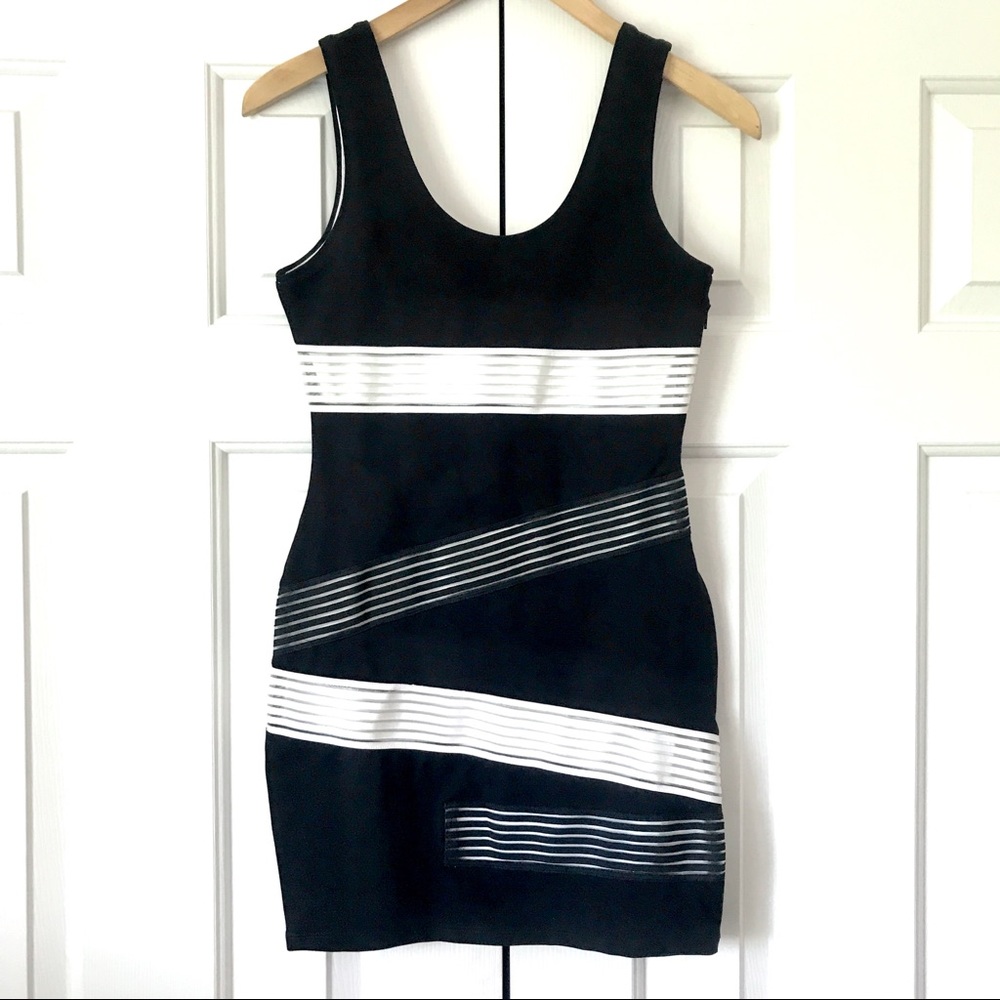 NBD black white bodycon mini dress sleeveless